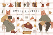 Books & coffee - cute hand drawn set, an Education Illustration by Cute Atelier (Thumbnail 1 of 14)