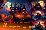 Halloween pumpkin set, backgrounds, an Object Graphic by GraphicRedStudio (Thumbnail 3 of 7)