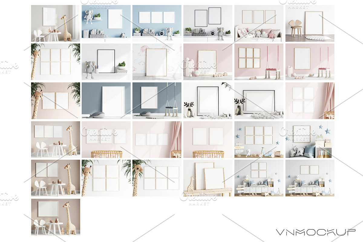 Kids Room Frame Bundle - 31 Mockups, a Print Template by VNmockup (Photo 5 of 8)
