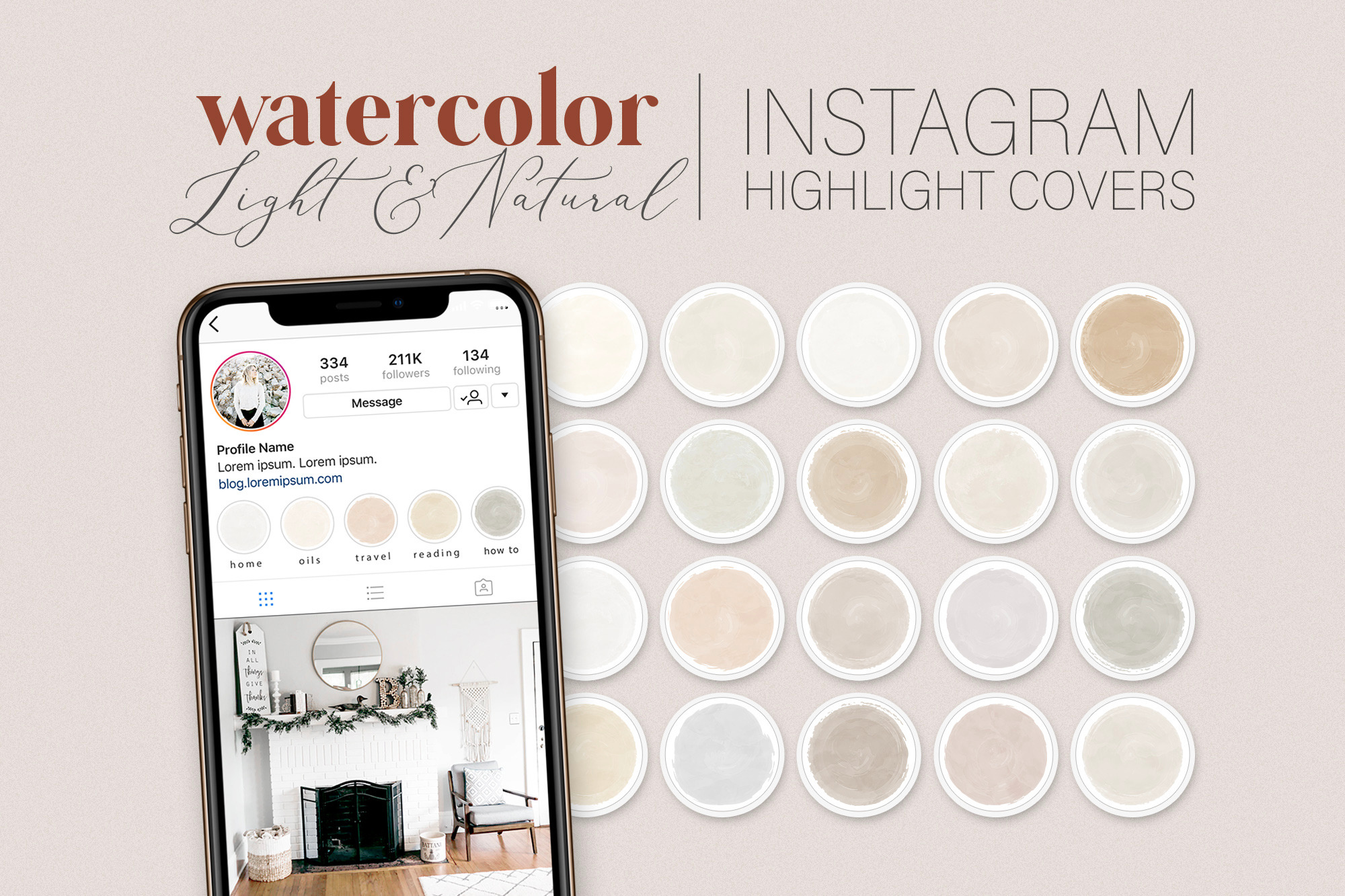 Natural Instagram Cover Icons, a Social Media Template by Indie Grace ...