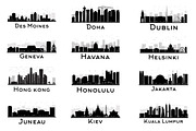 60 City Skyline Silhouettes Set, an Illustration by Booblgum (Thumbnail 3 of 10)