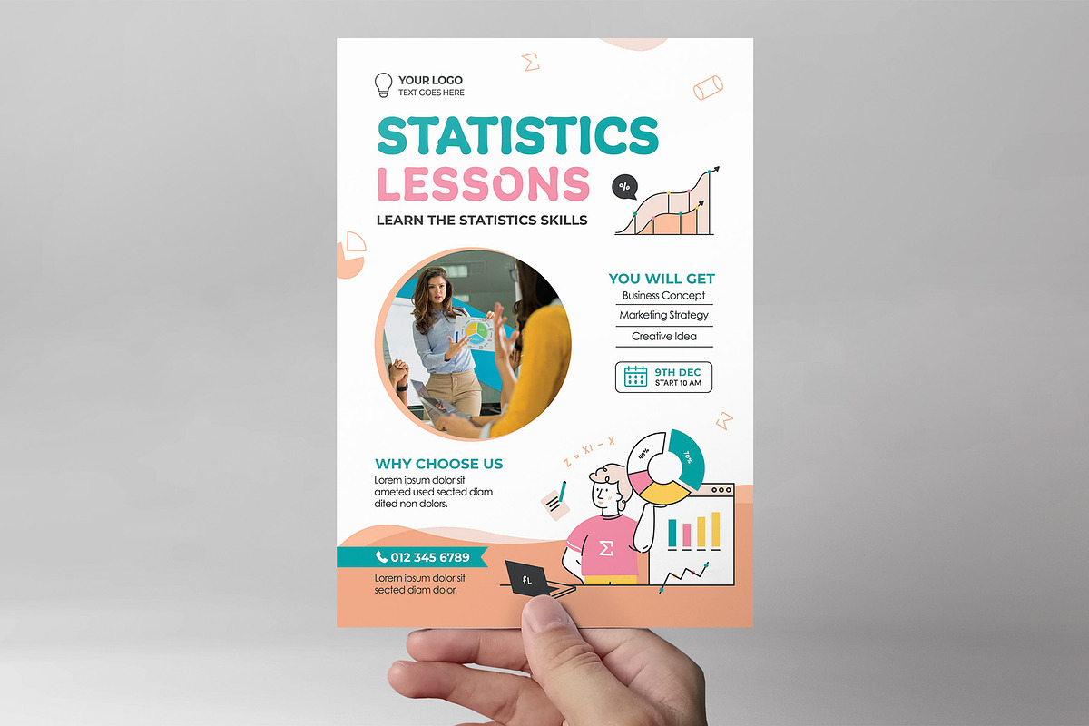 Statistics Education Flyer Template, a Flyer Template by BrandPacks