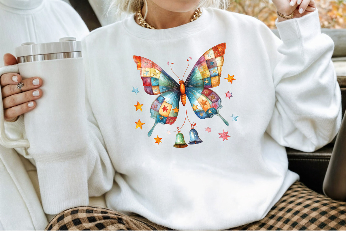Christmas Colorful Butterfly Patchwo, an Illustration by Sublimation Artist (Photo 4 of 6)