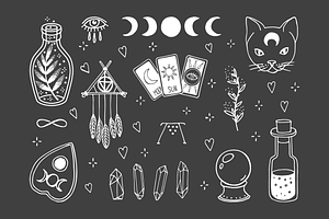 50 Hand Drawn Magic Elements