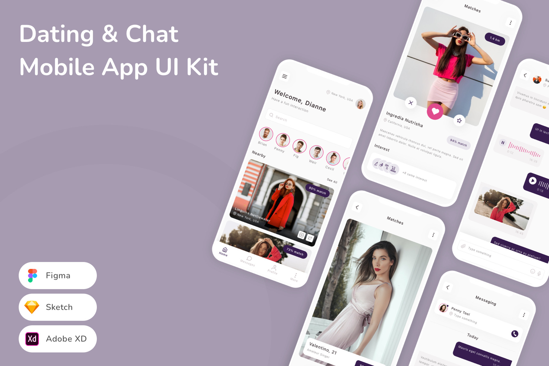 Dating & Chat Mobile App UI Kit, an UI Kit Template by Betush