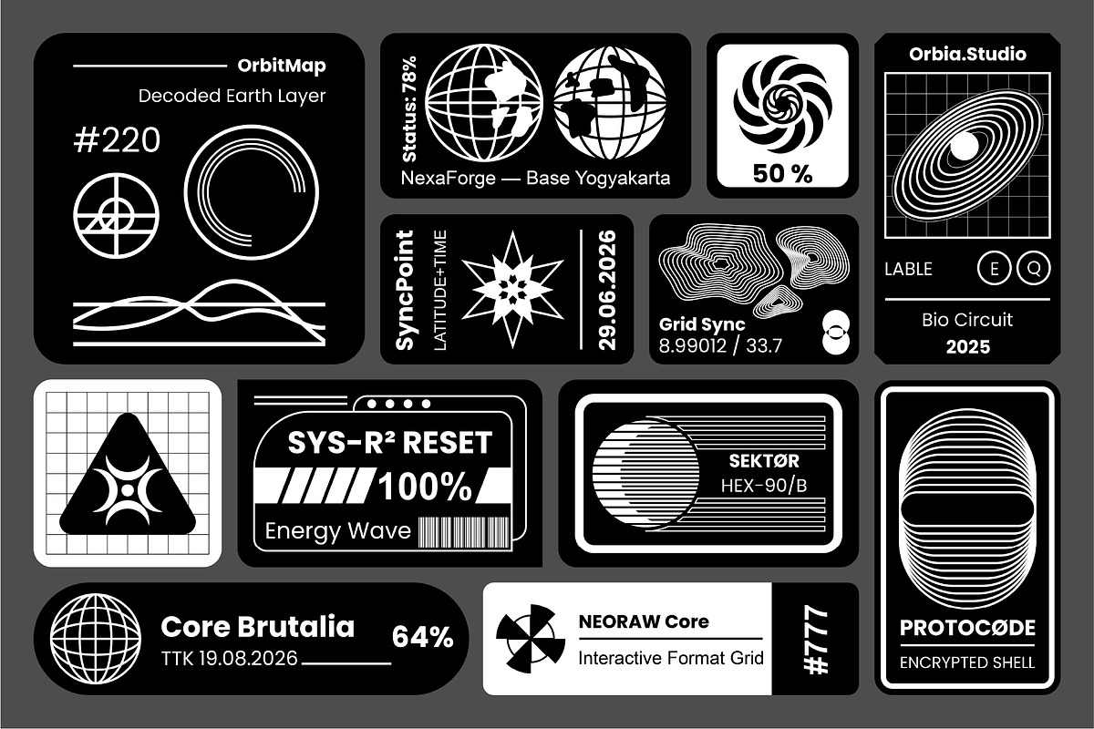 Neo Brutalism Tech Label Elements, an Object Graphic by Sundaylab (Photo 3 of 3)