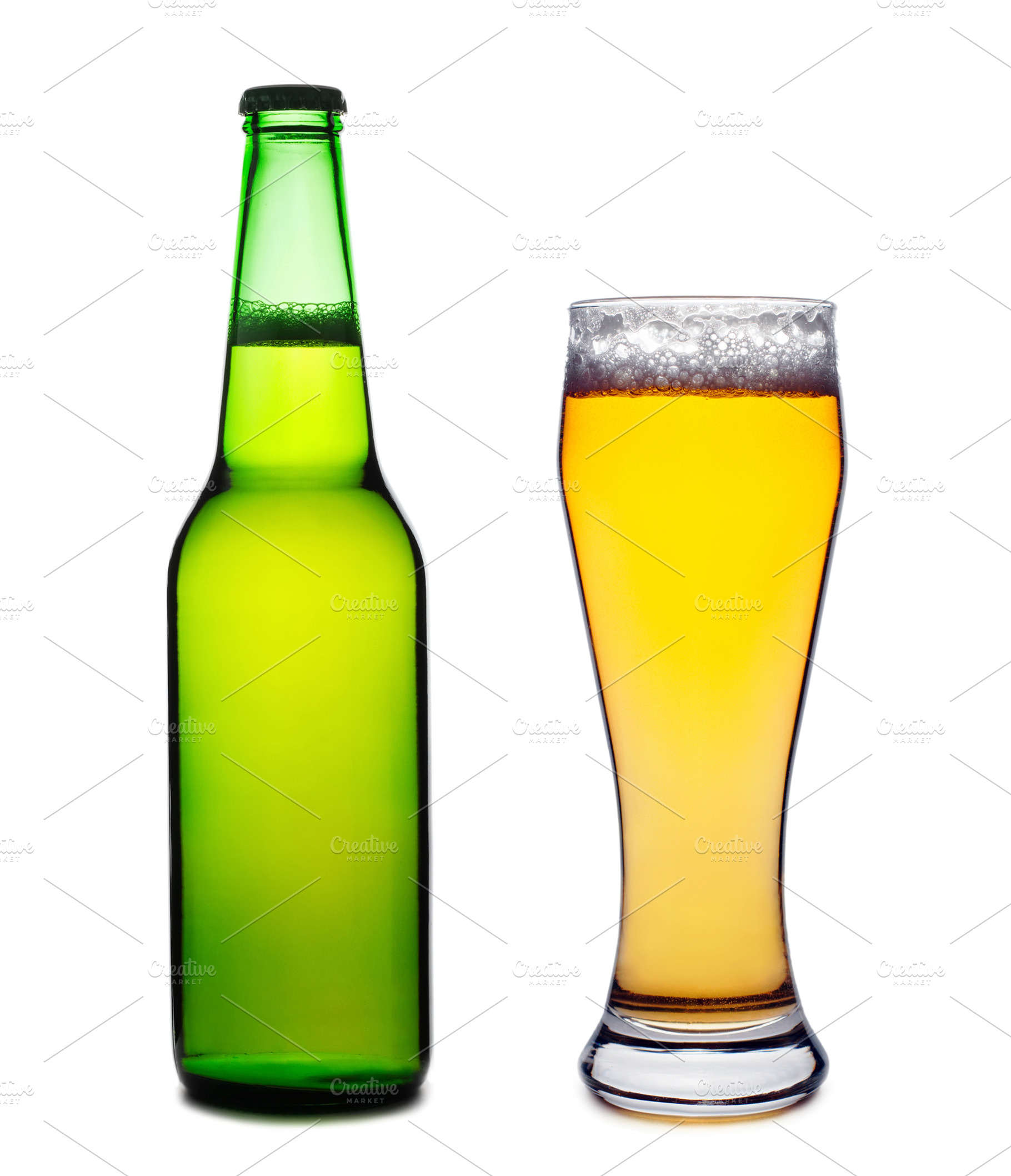 Beer bottle and glass isolated, a Photo by saiko3p