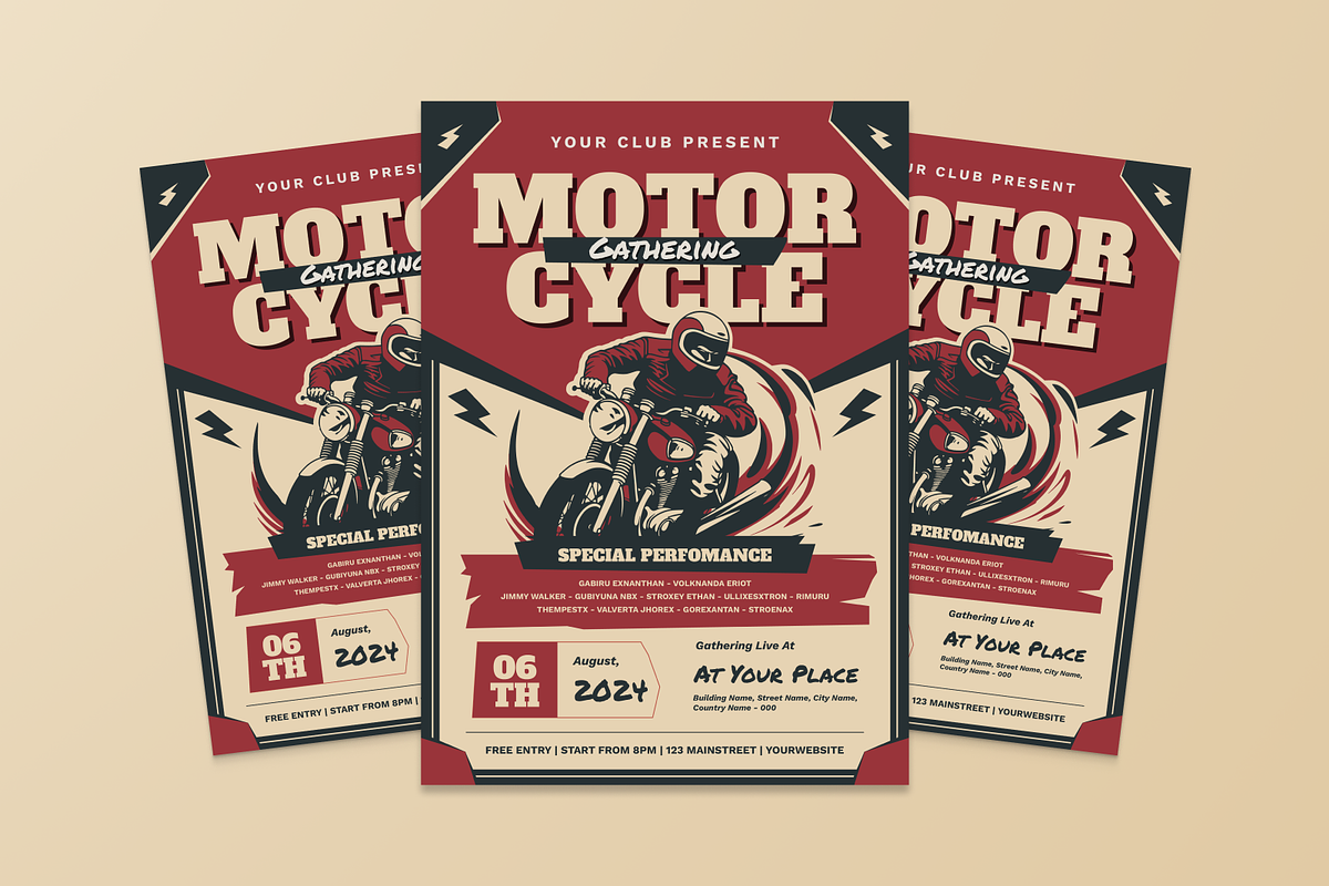 Motorcycle Gathering Flyer, a Flyer Template by MMPixelCraft (Photo 3 of 5)