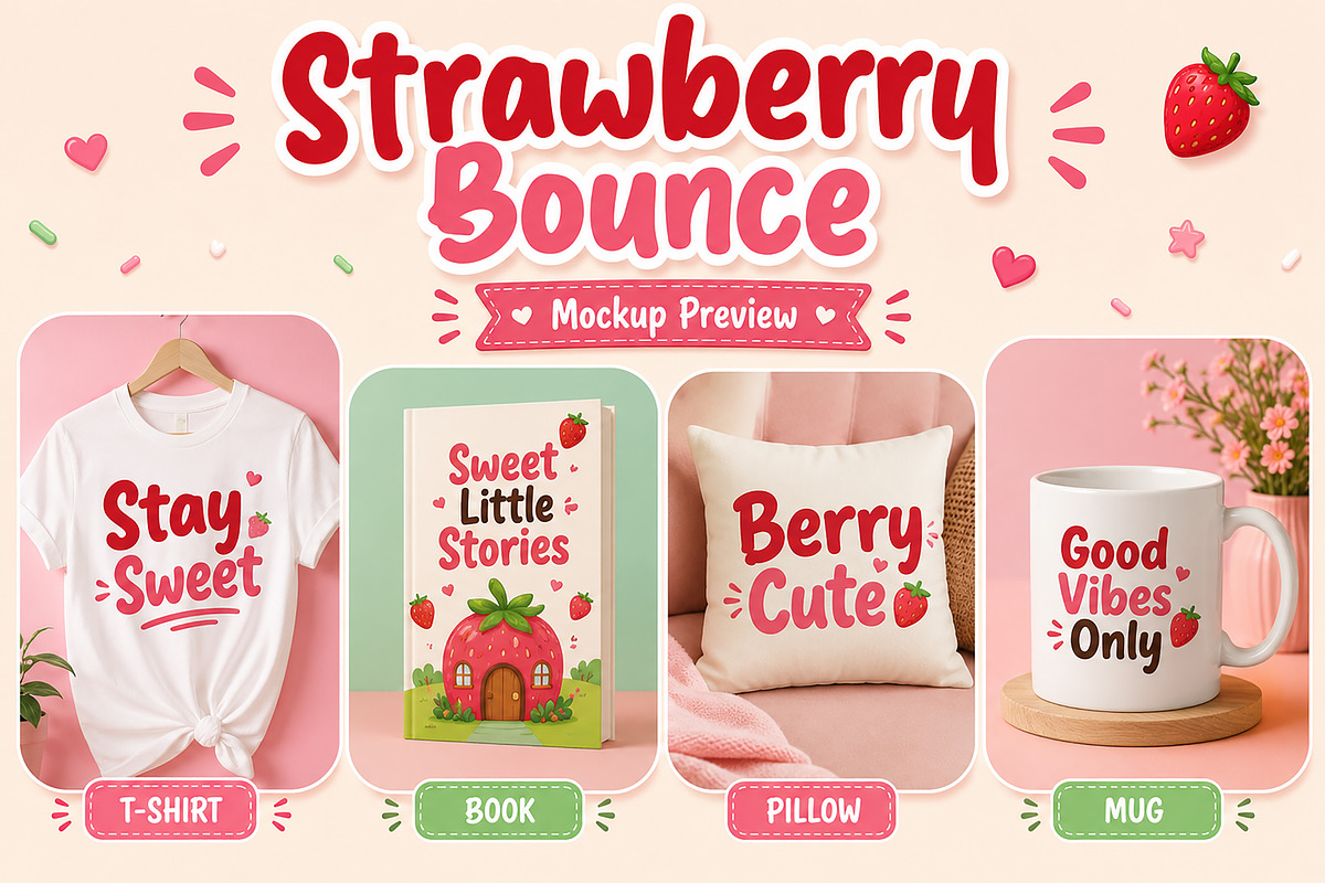 Strawberry Bounce, a Script Font by Wow Magic (Photo 3 of 7)