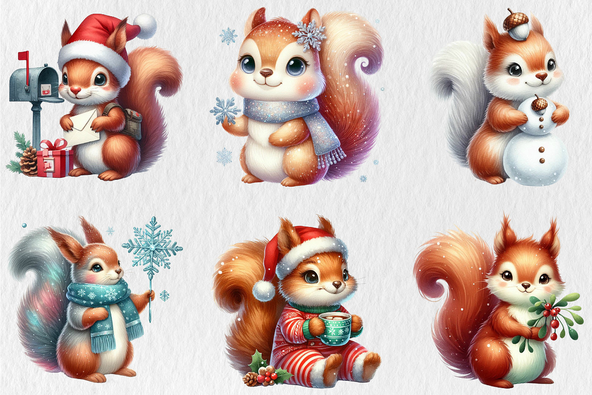 Christmas Squirrel Clipart, an Illustration by Rose Art (Photo 4 of 5)
