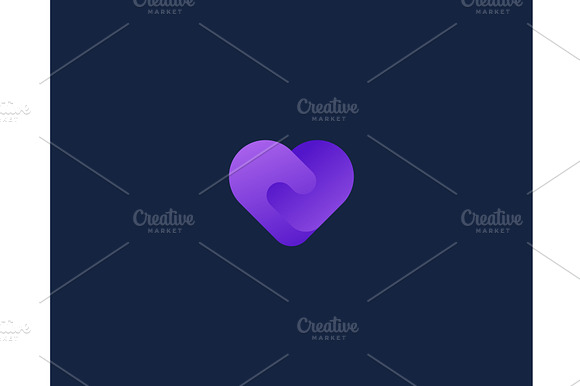 Cute Gradient Heart Vector Logo
