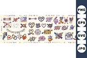 Romantic Heart Arrow Clipart Set, an Illustration by designvectx (Thumbnail 1 of 3)