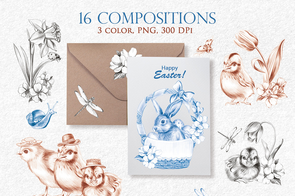 Easter Animals Hand Drawn Clipart, an Animal Illustration by InstaDesignPro (Photo 9 of 14)