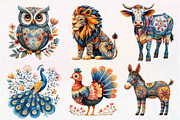 Watercolor Folk Art Animals Clipart, an Illustration by Dream Creation (Thumbnail 5 of 7)