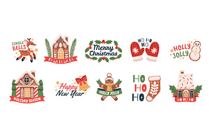 Christmas funny emblems. Holiday, an Object Illustration by YummyBuum
