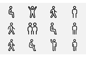 People symbols and stick figures, an Outline Icon by Vectorium Studio