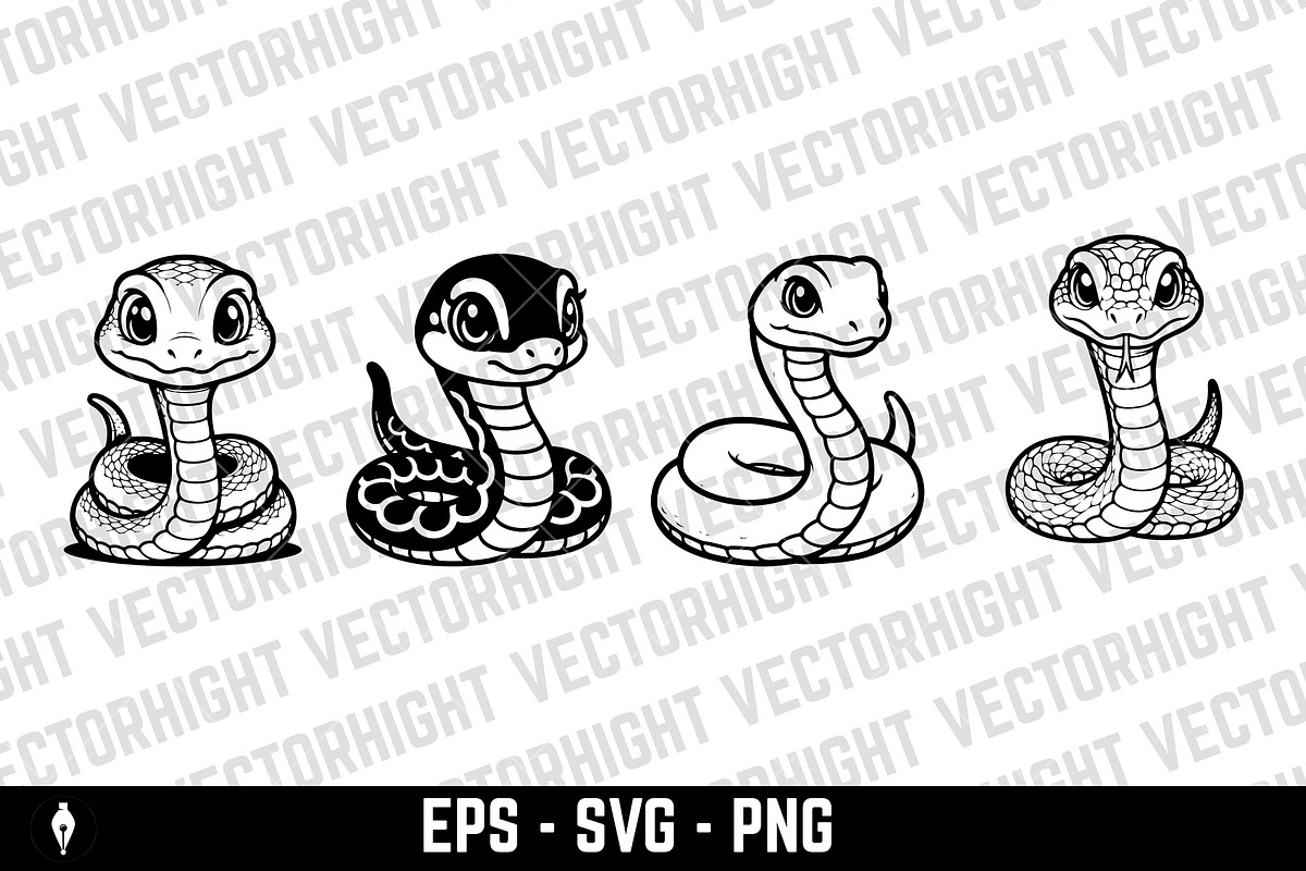 Cute happy friendly cartoon snake, an Animal Illustration by Vectorhight (Photo 6 of 7)