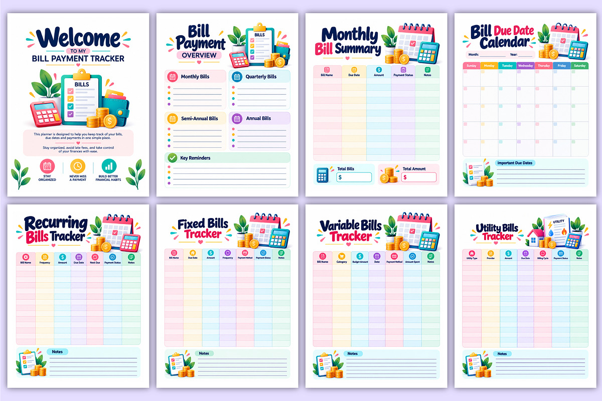 Bill Payment Tracker | Monthly Bills, a Stationery Template by Mustafiz (Photo 2 of 4)