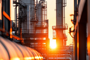Industrial oil refinery at sunset, an Industrial Photo by MistyDay