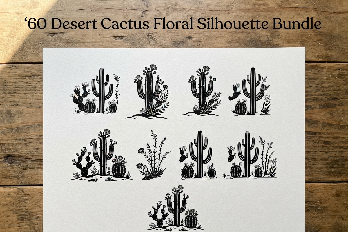 60 Desert Cactus Floral Silhouette, a Seasonal Illustration by Amazin_art (Photo 1 of 38)