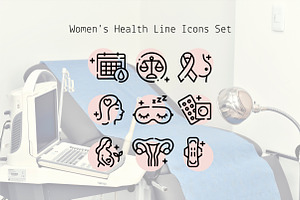 Women’s Health Line Icons Set, an Outline Icon by Lyolya Profitrolya