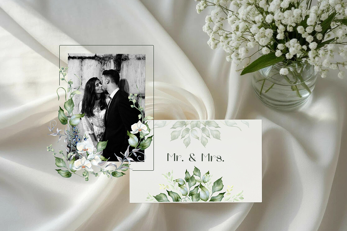 White flowers greenery watercolor, an Illustration by Kate Lanbina (Photo 8 of 16)