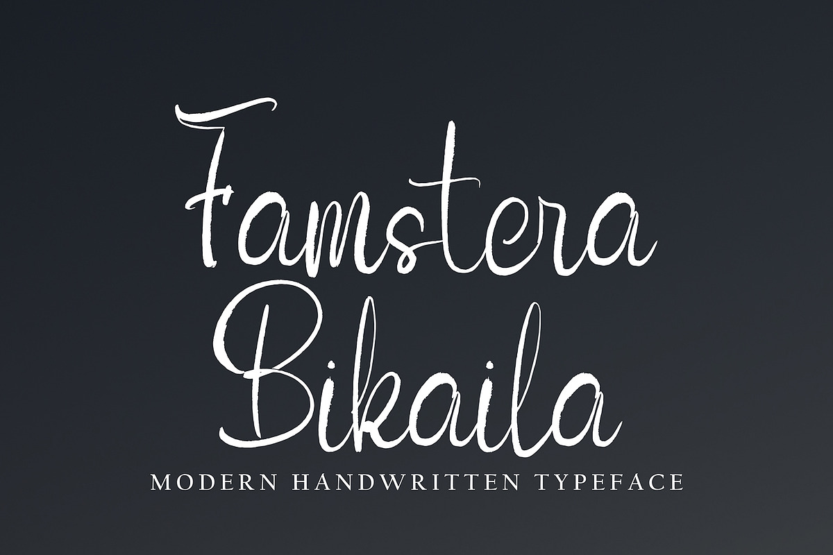 Famstera Bikaila, a Handwritten Font by HaKi Studio (Photo 1 of 5)