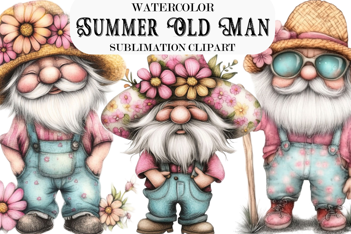 Whimsical Summer Old Man Clipart, a Seasonal Illustration by Designking (Photo 1 of 5)