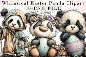 Whimsical Easter Panda Clipart, an Illustration by Libby Wishes