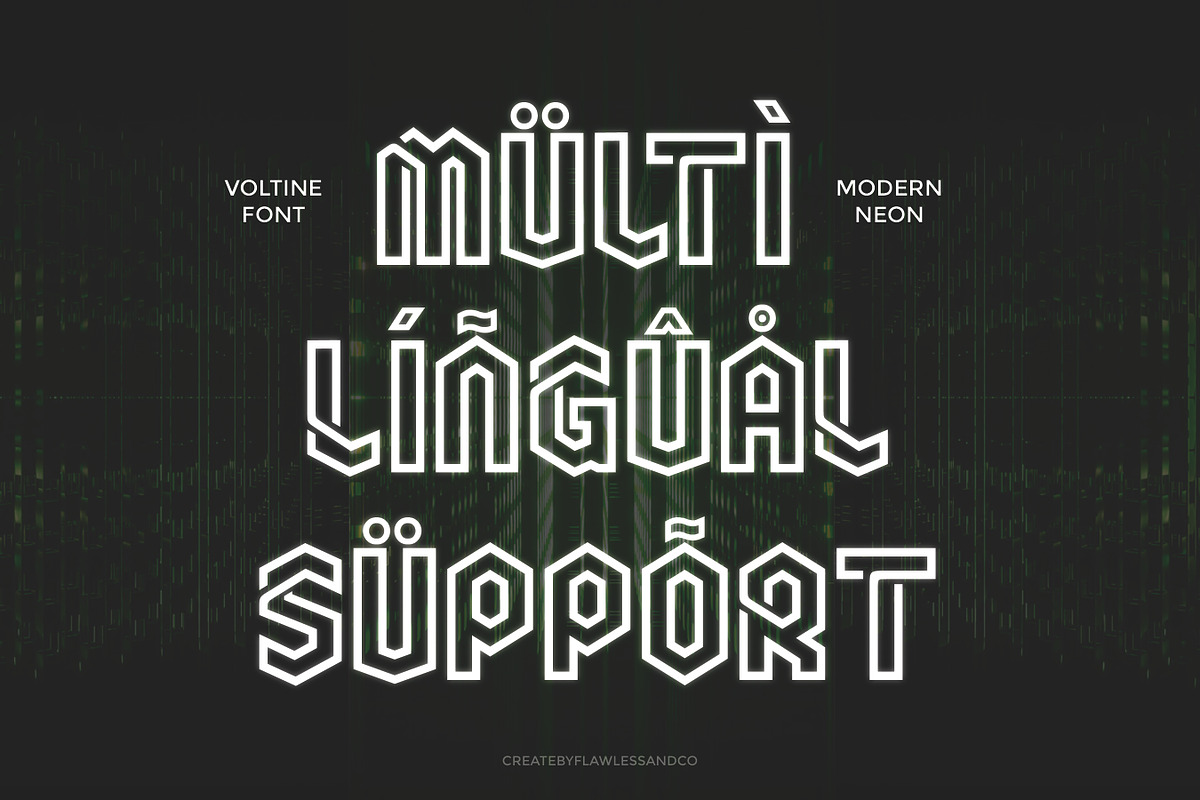 Voltine - Modern Neon Typeface, a Font by Flawless And Co (Photo 10 of 10)