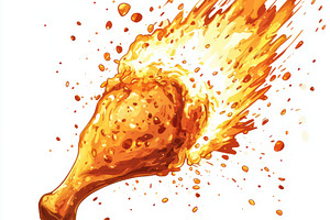 Fried chicken leg vector illustratio, a Food & Drink Photo by Pixeness Studio