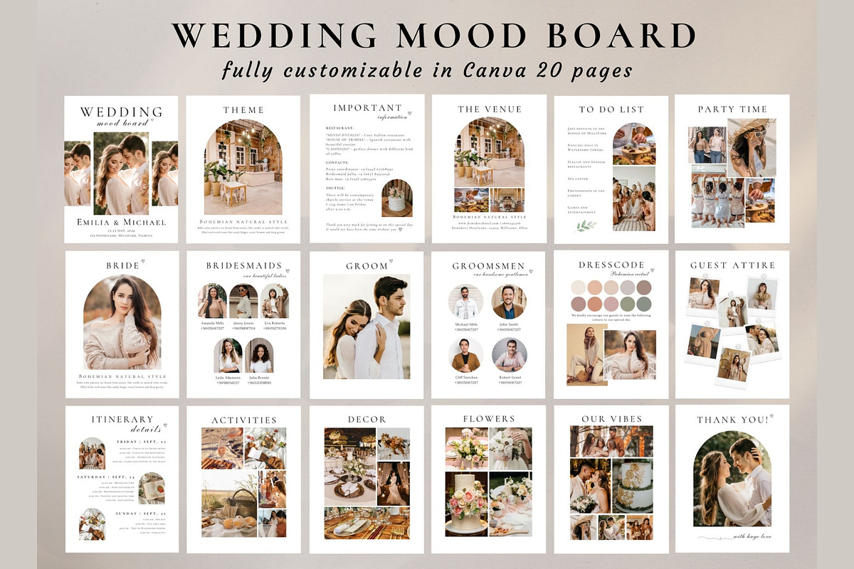 Wedding mood board Canva template, a Card Template by EvaTemplates (Photo 7 of 8)