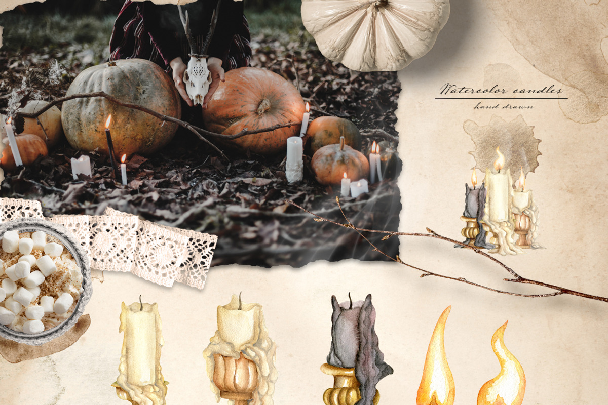 Dark vintage. Watercolor autumn set, an Object Graphic by JuliaBadeeva (Photo 3 of 12)