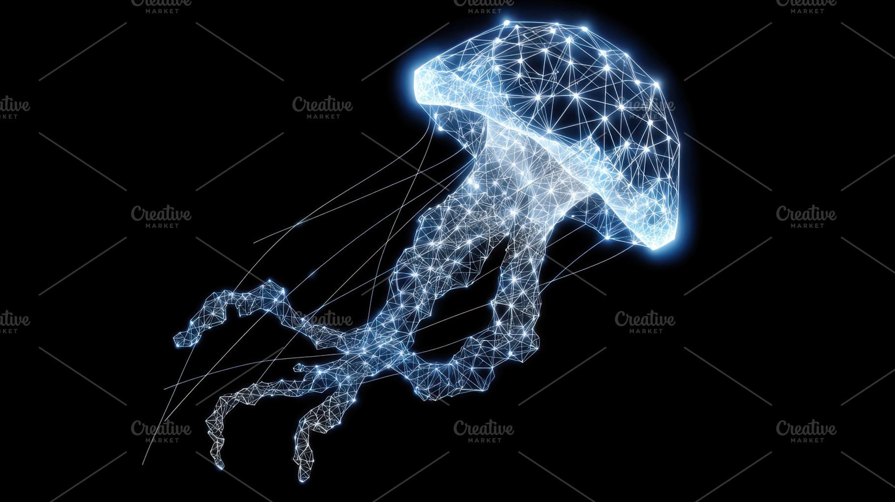 Jellyfish in digital space, a Photo by Beautiful things