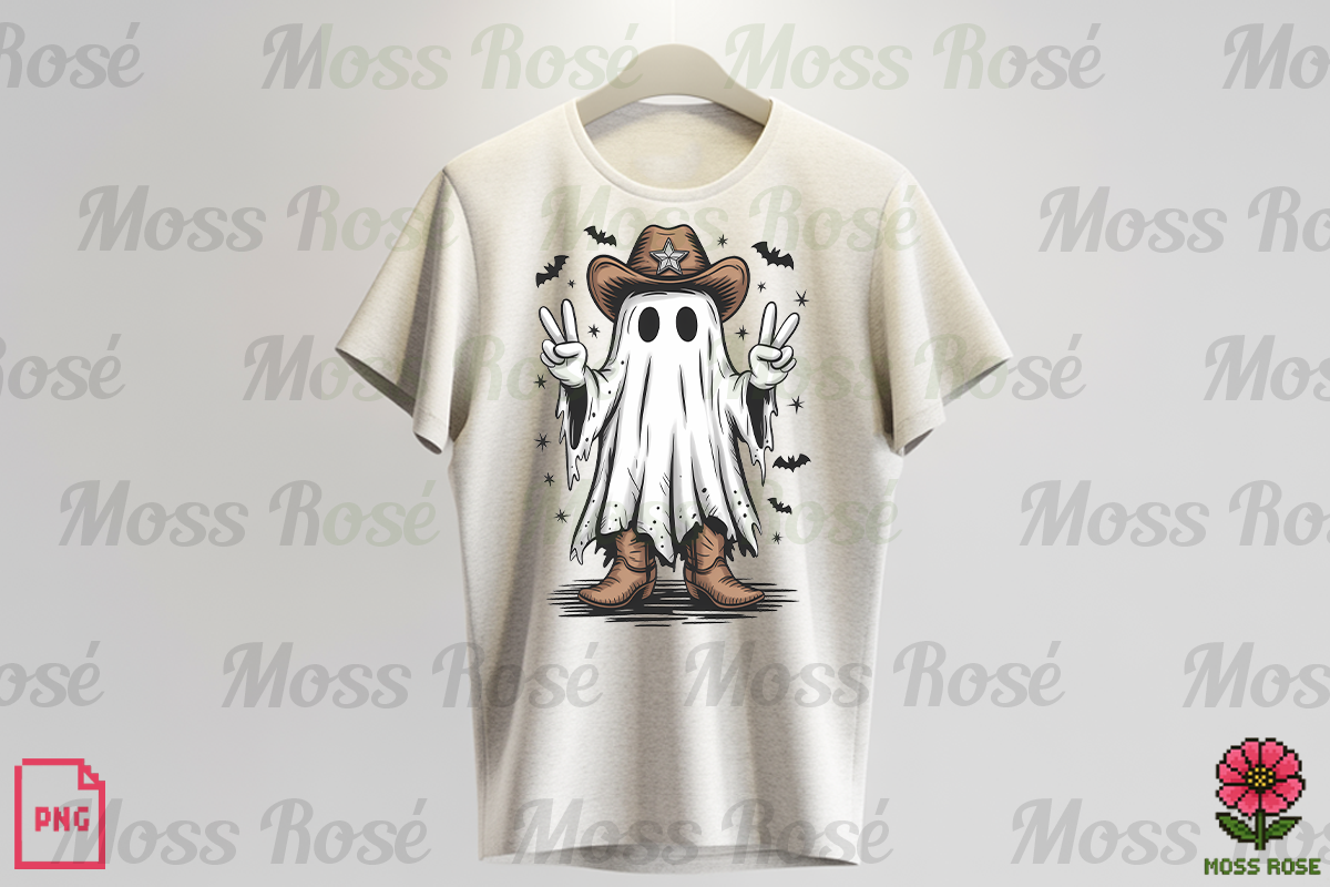Cowboy Ghost Peace Sign PNG, a Graphic by Moss Rose (Photo 3 of 3)