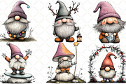 Whimsical Gnome Clipart PNG, an Illustration by Black Bird Studio (Thumbnail 3 of 6)