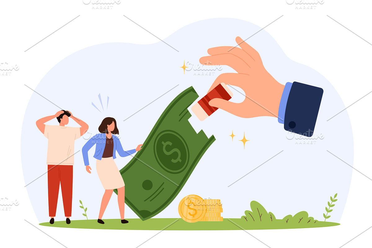 Tax and inflation reducing personal, a Finance Illustration by Flashvector