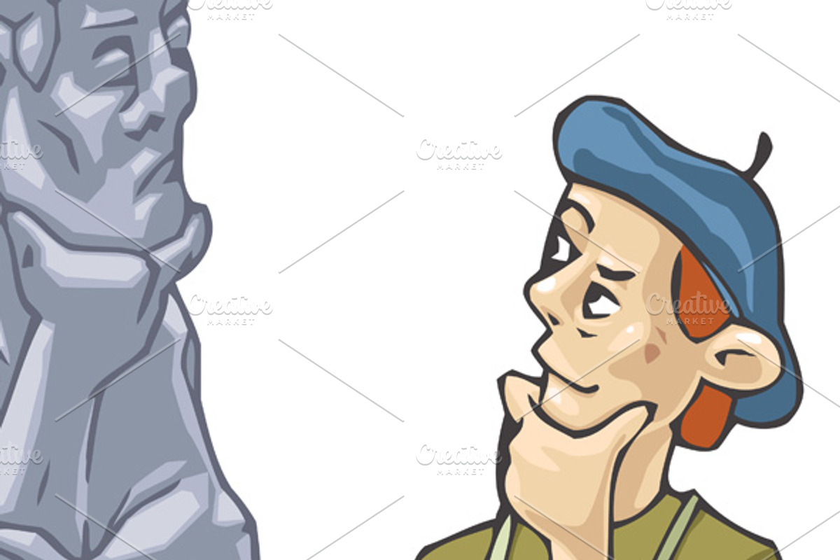 Sculptor And His Self Portrait, an Illustration by LEKS illustrations (Photo 2 of 2)