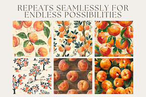 15 Peaches Seamless Patterns