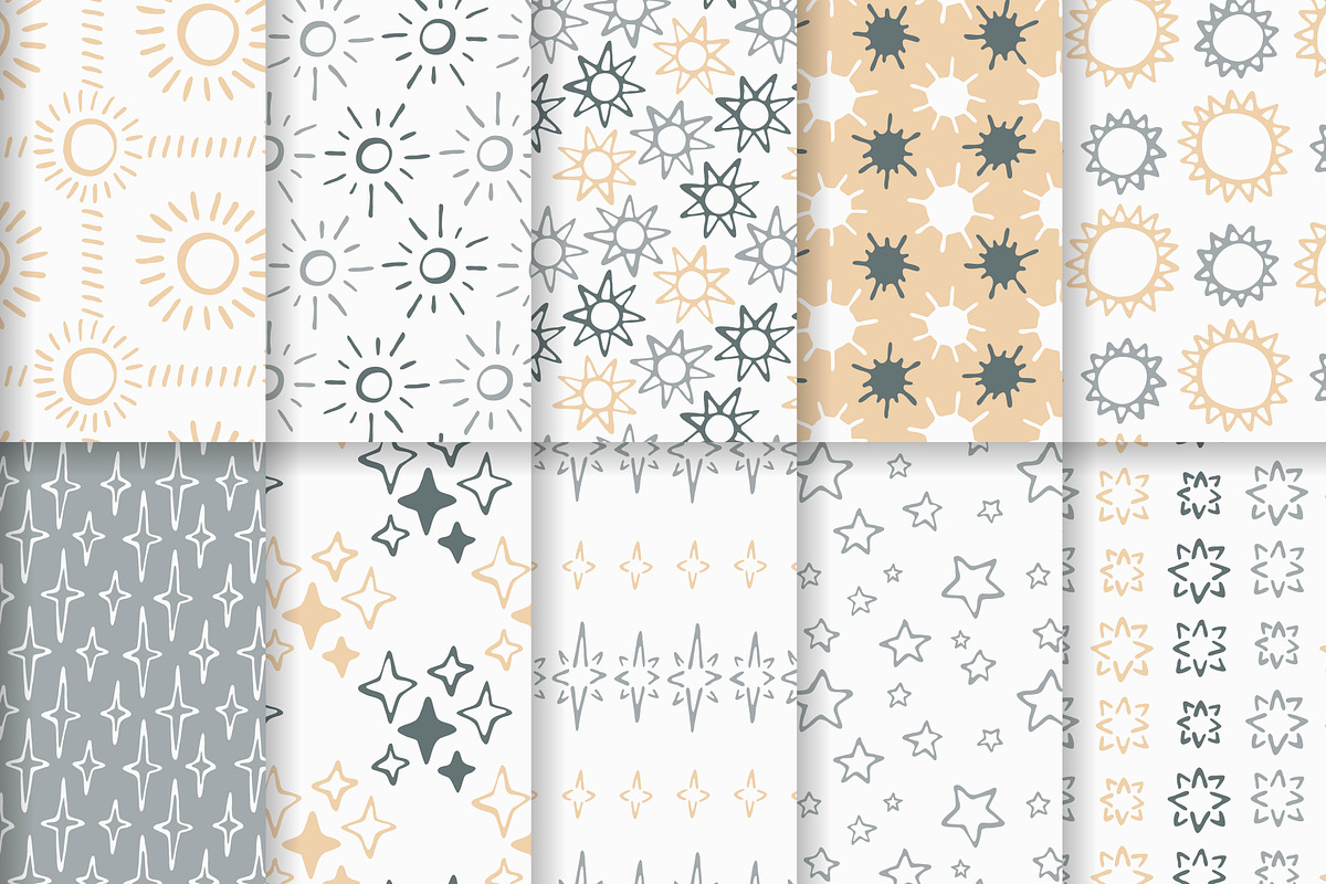 20 Sun, Star & Moon seamless pattern, a Pattern Graphic by SiDesign (Photo 6 of 7)