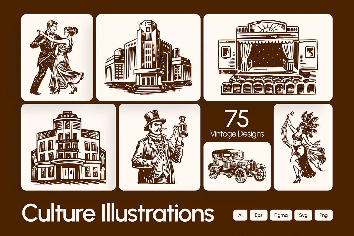 Vintage Culture Illustration Set, a Person Illustration by Creative Stall (Photo 1 of 9)