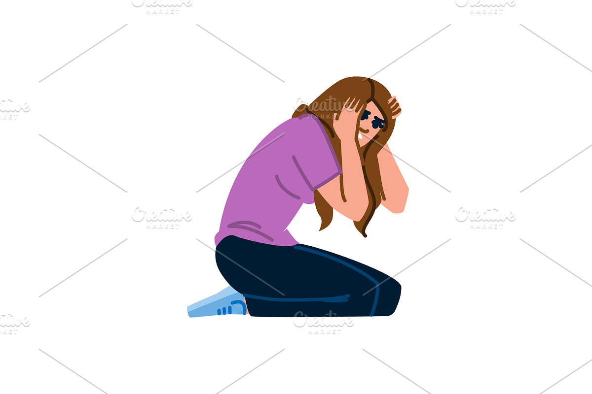 Young woman kneeling and, an Object Illustration by pikepicture