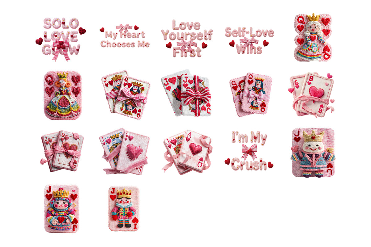 Knitted Valentine Love Clipart Set, a Seasonal Illustration by InkyQueenArt (Photo 4 of 6)