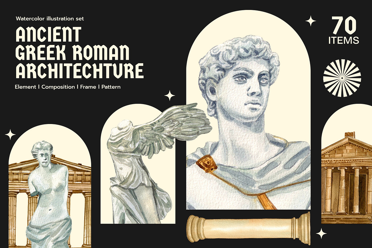 Ancient Greek Roman Architecture, a Decorative Illustration by CreativeValuation (Photo 1 of 12)