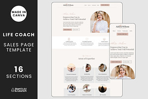 Life Coach Website Canva Template, a Landing Page Template by StartBuildLaunch