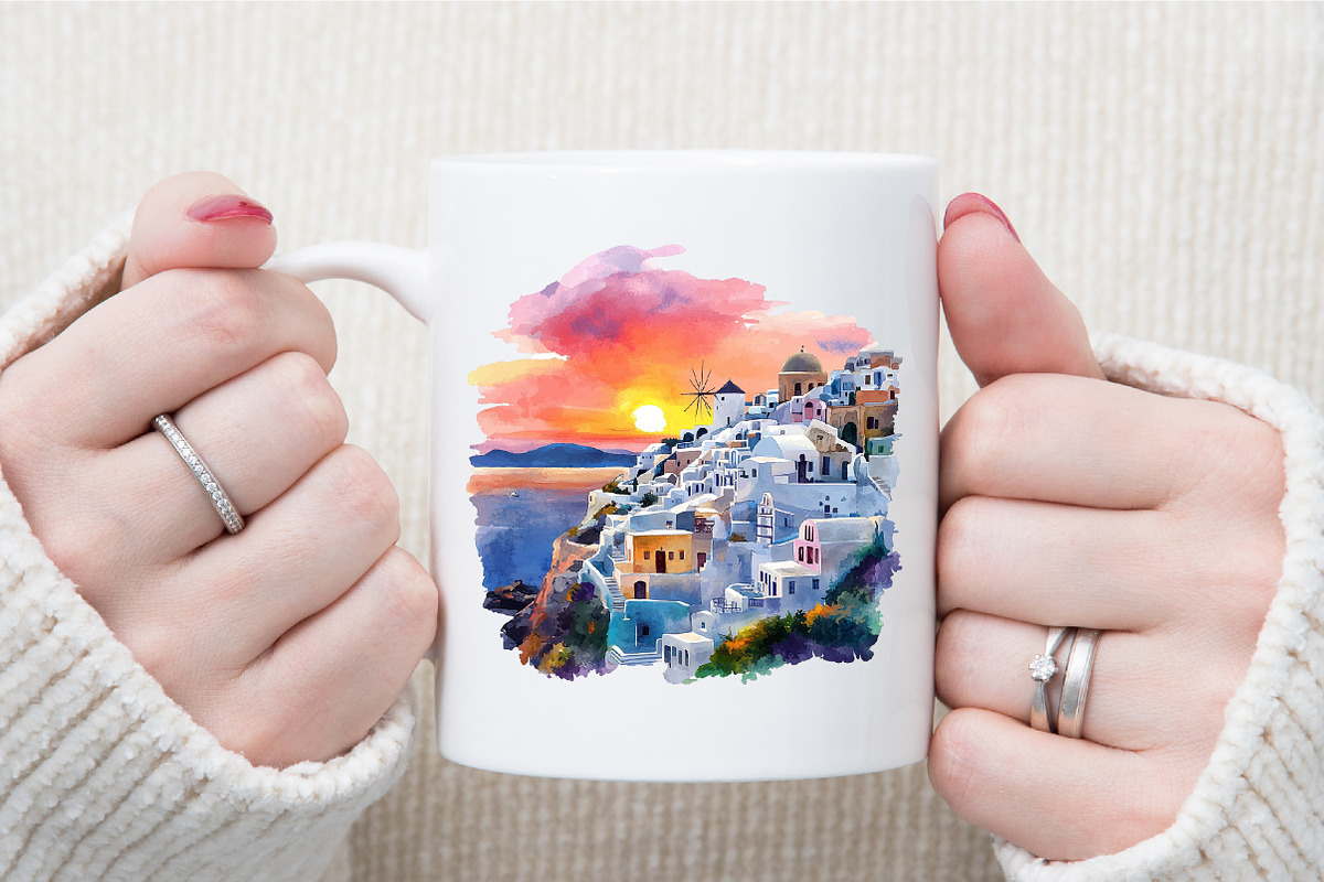 Summer Santorini Vacation Clipart, an Illustration by Sublimation Artist (Photo 5 of 6)