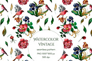 Watercolor Floral Seamless Pattern, a Pattern Graphic by Kate Creative Studio (Thumbnail 1 of 3)