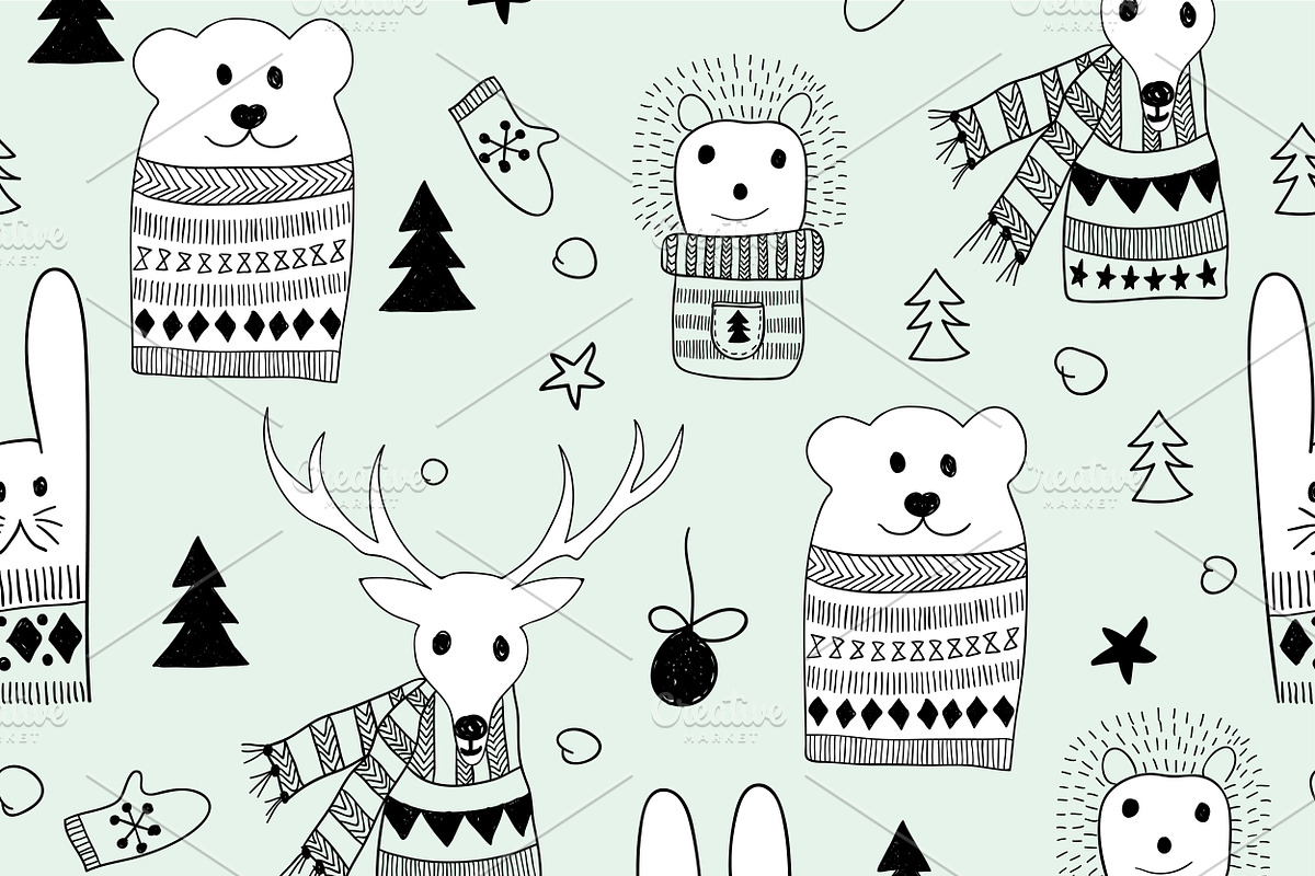 Christmas doodle set, an Animal Illustration by alexmakarova (Photo 3 of 11)
