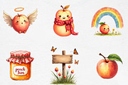 Watercolor Cute Peaches Garden Fruit, an Illustration by CrexoraLab (Thumbnail 4 of 5)