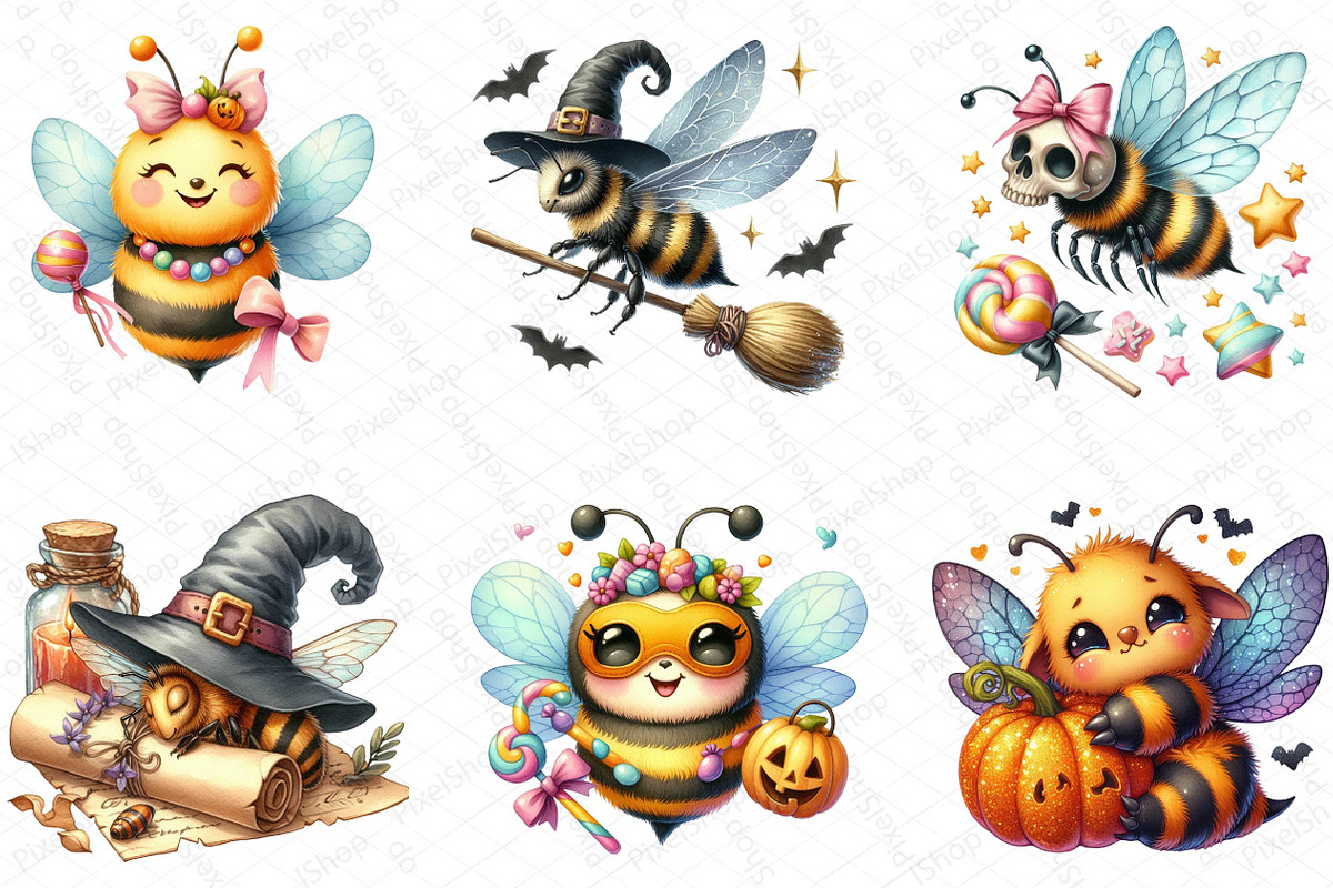 Watercolor Soft Purple Halloween Bee, an Illustration by DreamPrint404 (Photo 2 of 5)